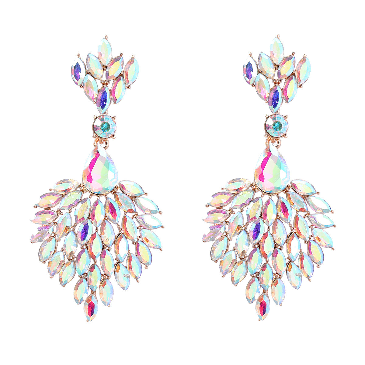 Wholesale Alloy Colored Diamond Full Diamond Gemstone Earrings